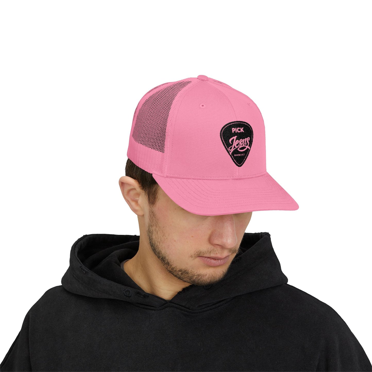 Pick Jesus Guitar Pick Trucker Cap Christian Guitar Pick Design (Romans 10:13)