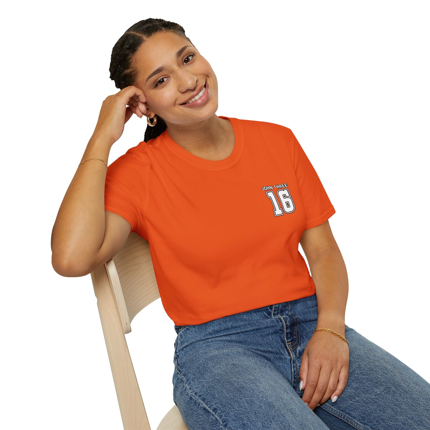 John Three 16 Chest and Back Jersey Print with Scripture Tee