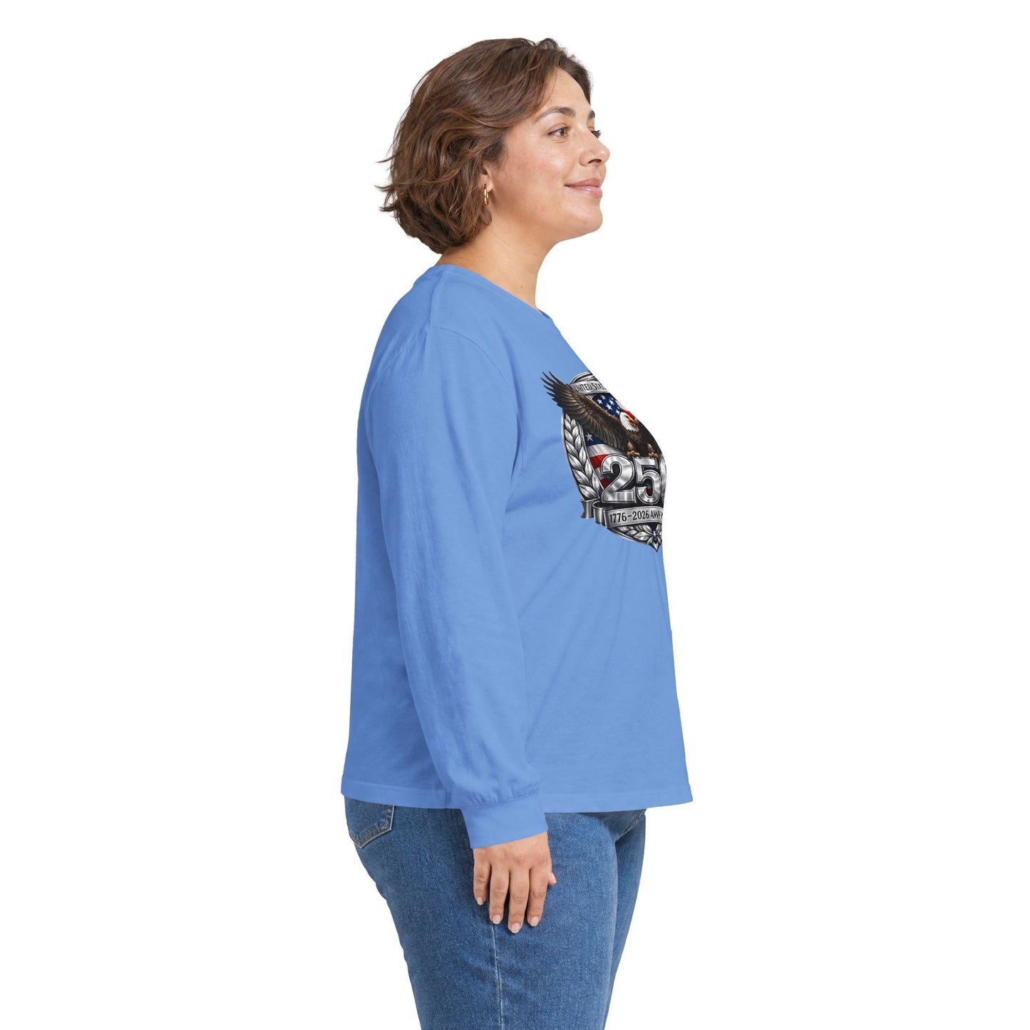 #250 Patriotic Bald Eagle 250 United States Emblem Long Sleeve Tee