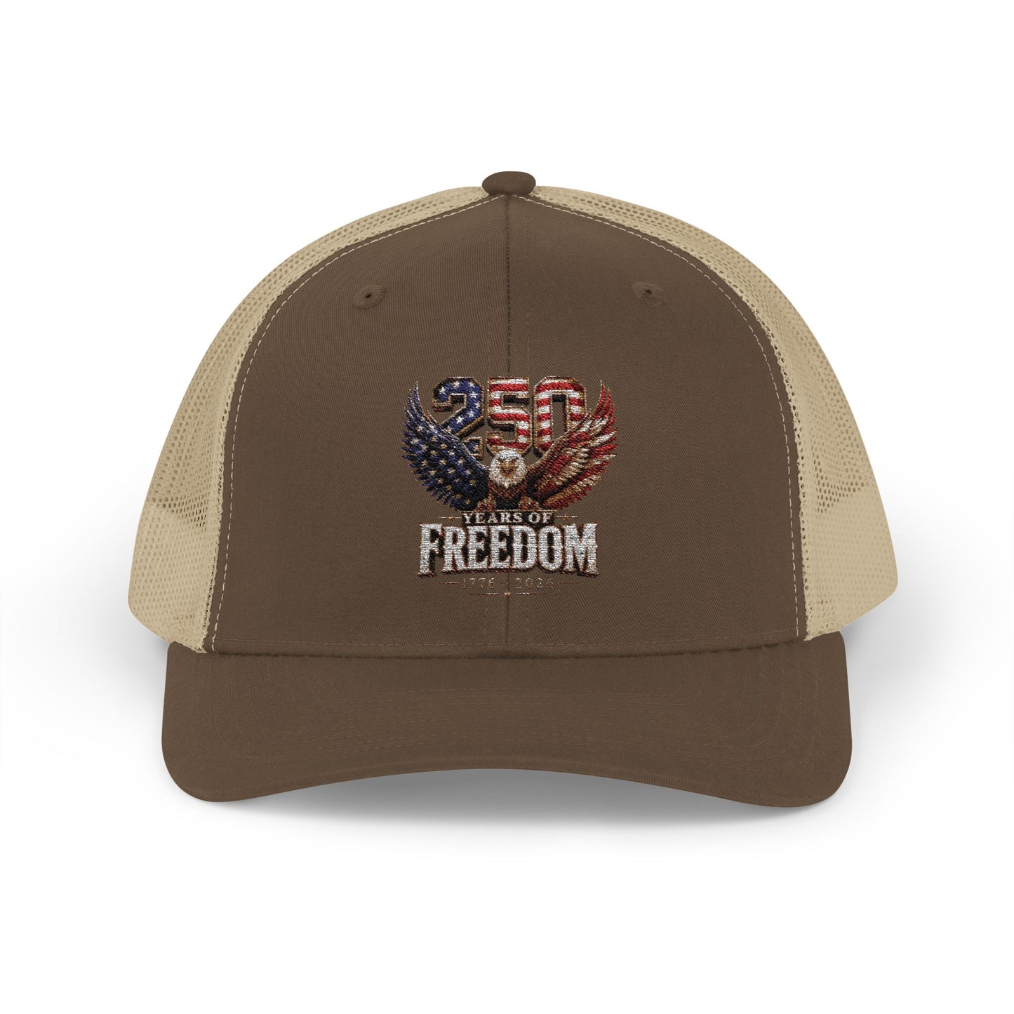 #250 250 Years of Freedom Eagle Patriotic American Flag Anniversary (1776–2026) Snapback Trucker Cap