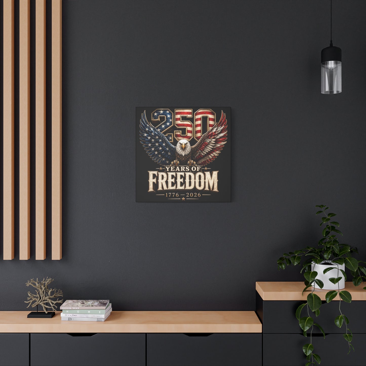 #250 250 Years of Freedom Eagle Patriotic American Flag Anniversary (1776–2026) Matte Canvas Wall Art
