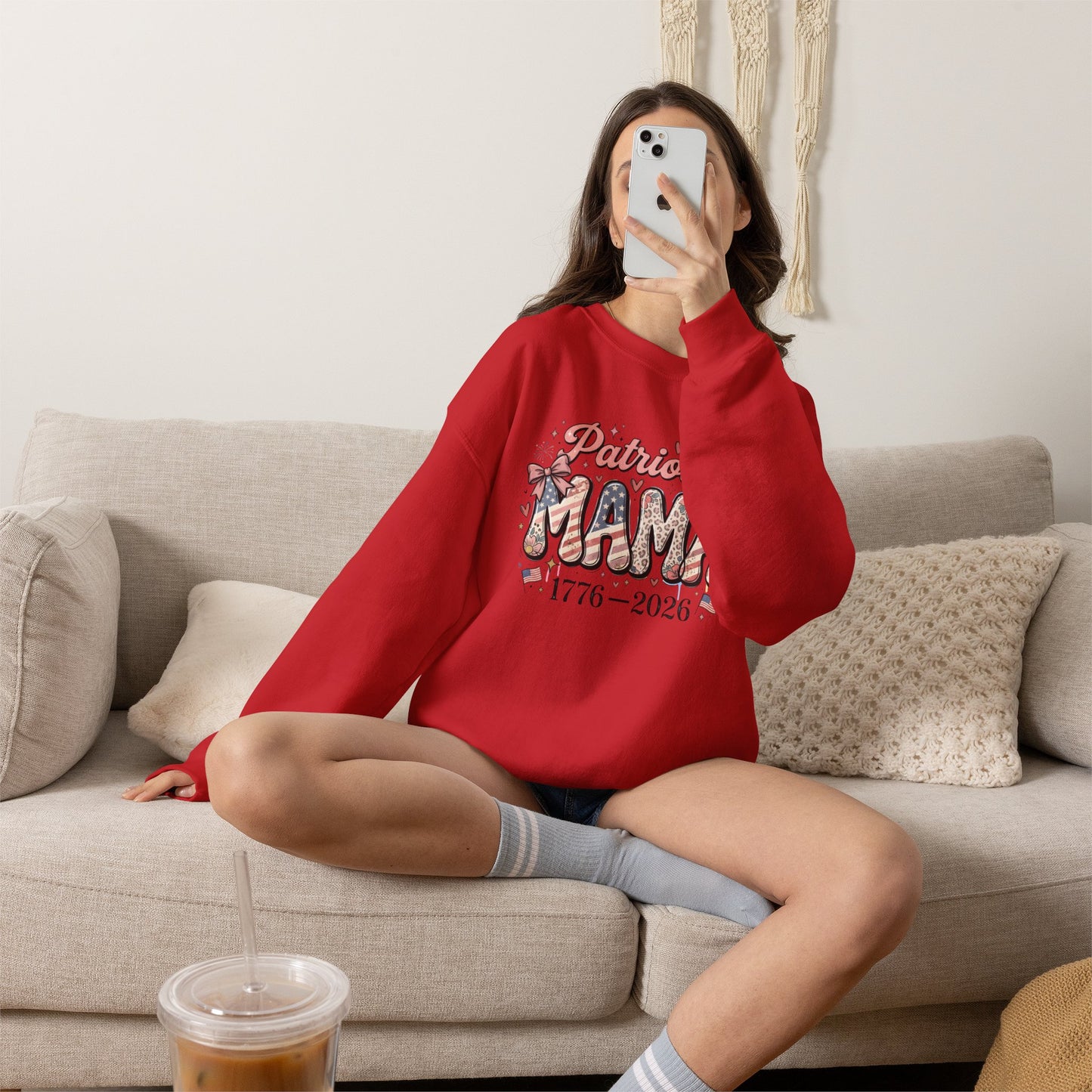 #250 Patriotic Mama 1776–2026 American Flag Sweatshirt