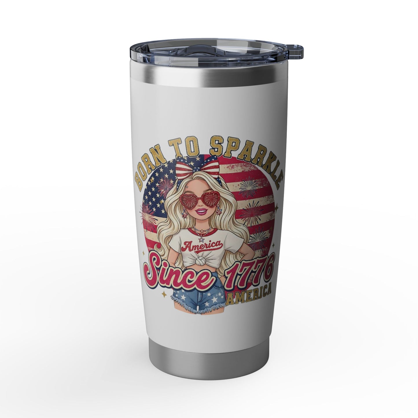 #250 "Born to Sparkle Since 1776" Patriotic 20oz Stainless Travel Tumbler 'Vagabond'
