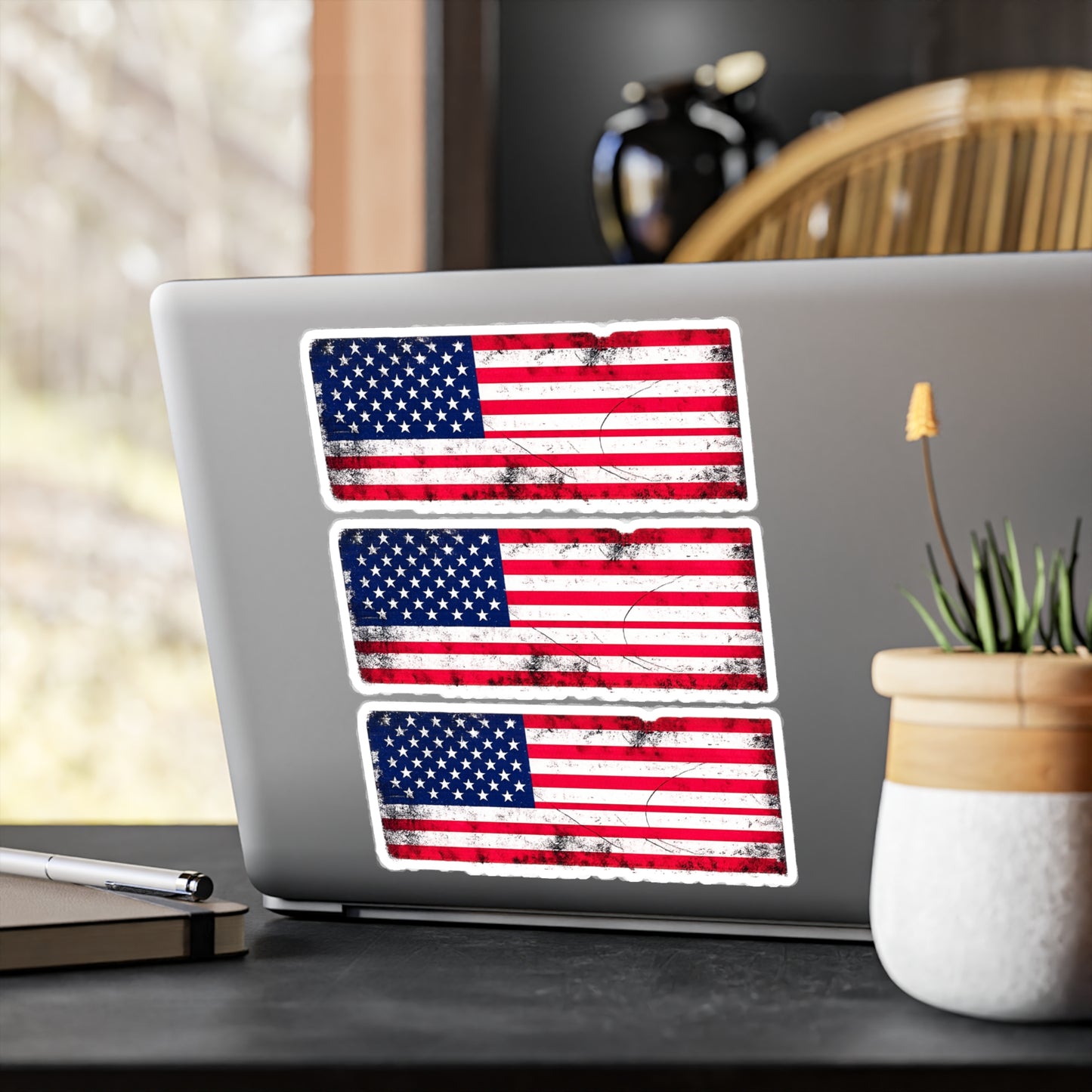 #250 Distressed American Flag Vinyl Decal — Kiss-Cut USA Sticker