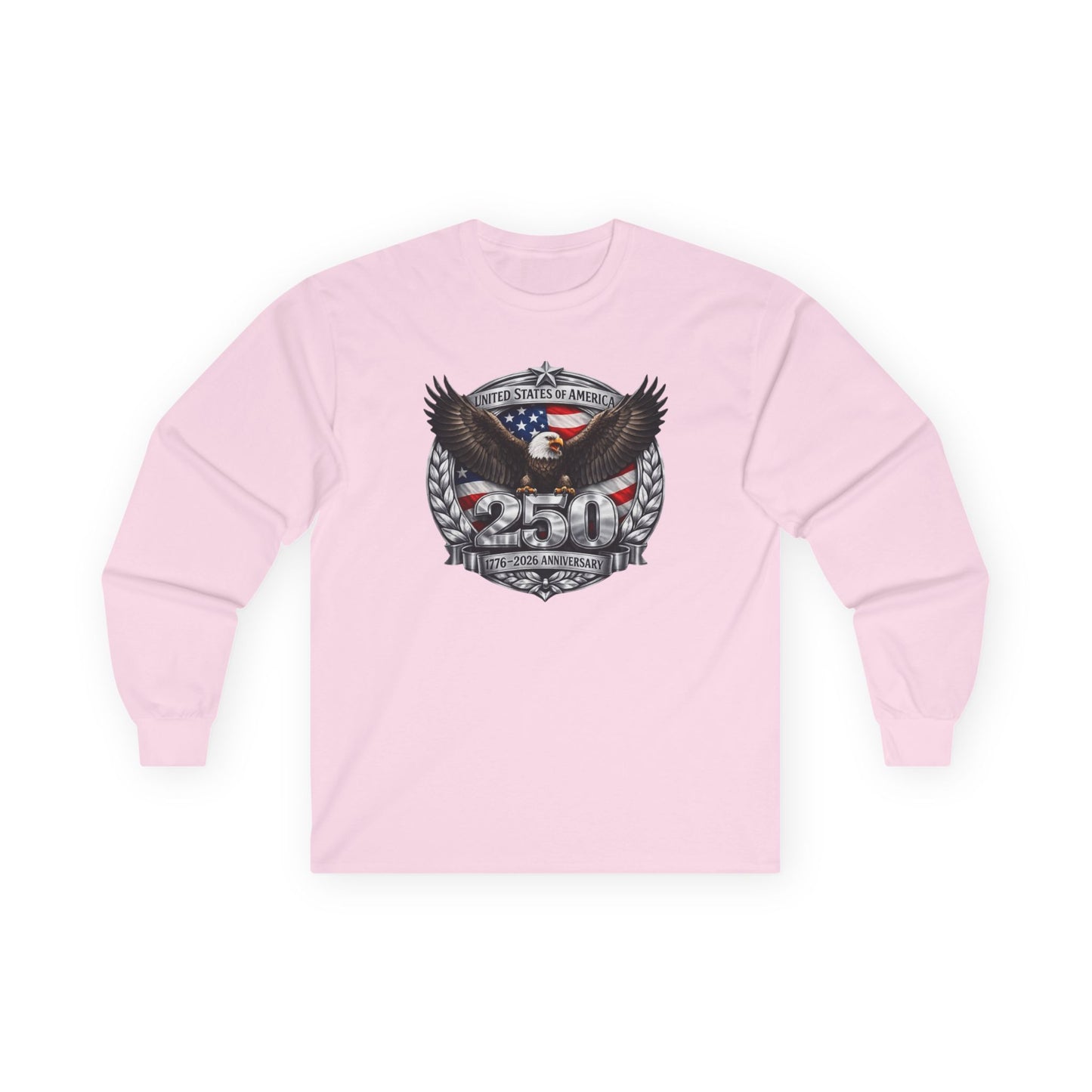 #250 Patriotic Bald Eagle 250 United States Emblem Long Sleeve Tee