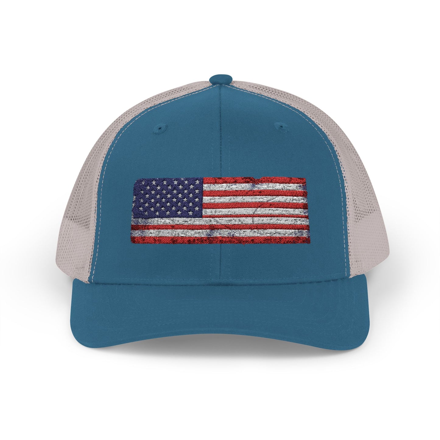 #250 Distressed American Flag Snapback Trucker Cap