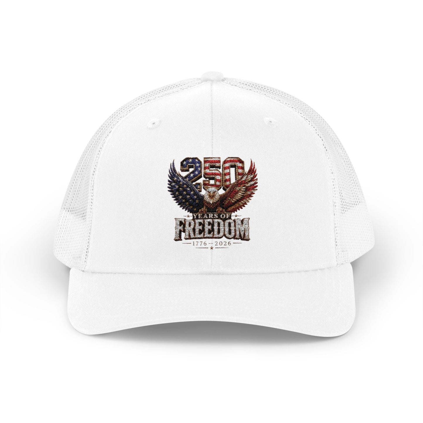 #250 250 Years of Freedom Eagle Patriotic American Flag Anniversary (1776–2026) Snapback Trucker Cap