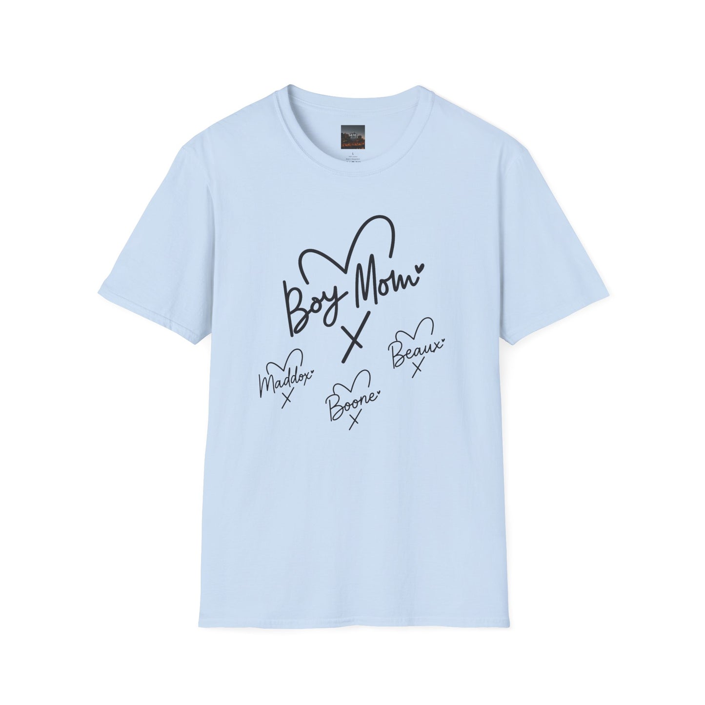 #CBS Boy Mom Heart T-Shirt – Casual Graphic Tee for Mothers ("Boy Mom" Script Design)