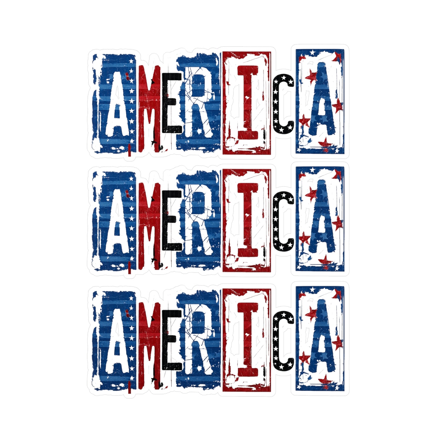 #250 America Retro Block Text Patriotic Kiss-Cut Vinyl Decal – Red White & Blue Sticker
