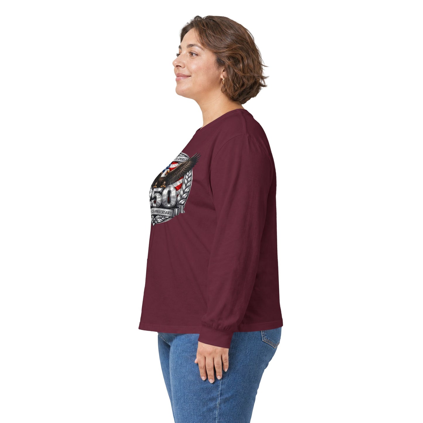#250 Patriotic Bald Eagle 250 United States Emblem Long Sleeve Tee