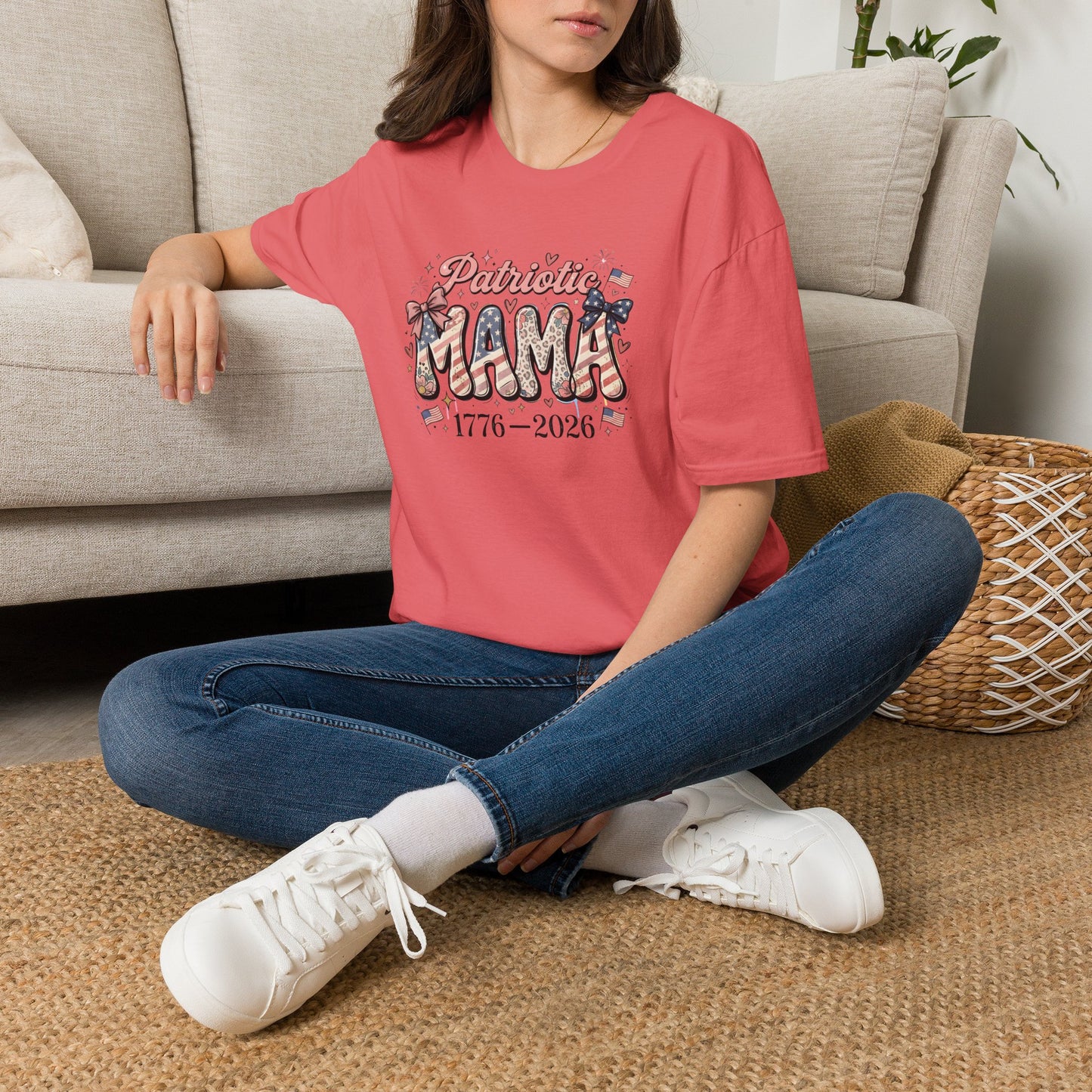 #250 Patriotic Mama 1776–2026 American Flag T-Shirt