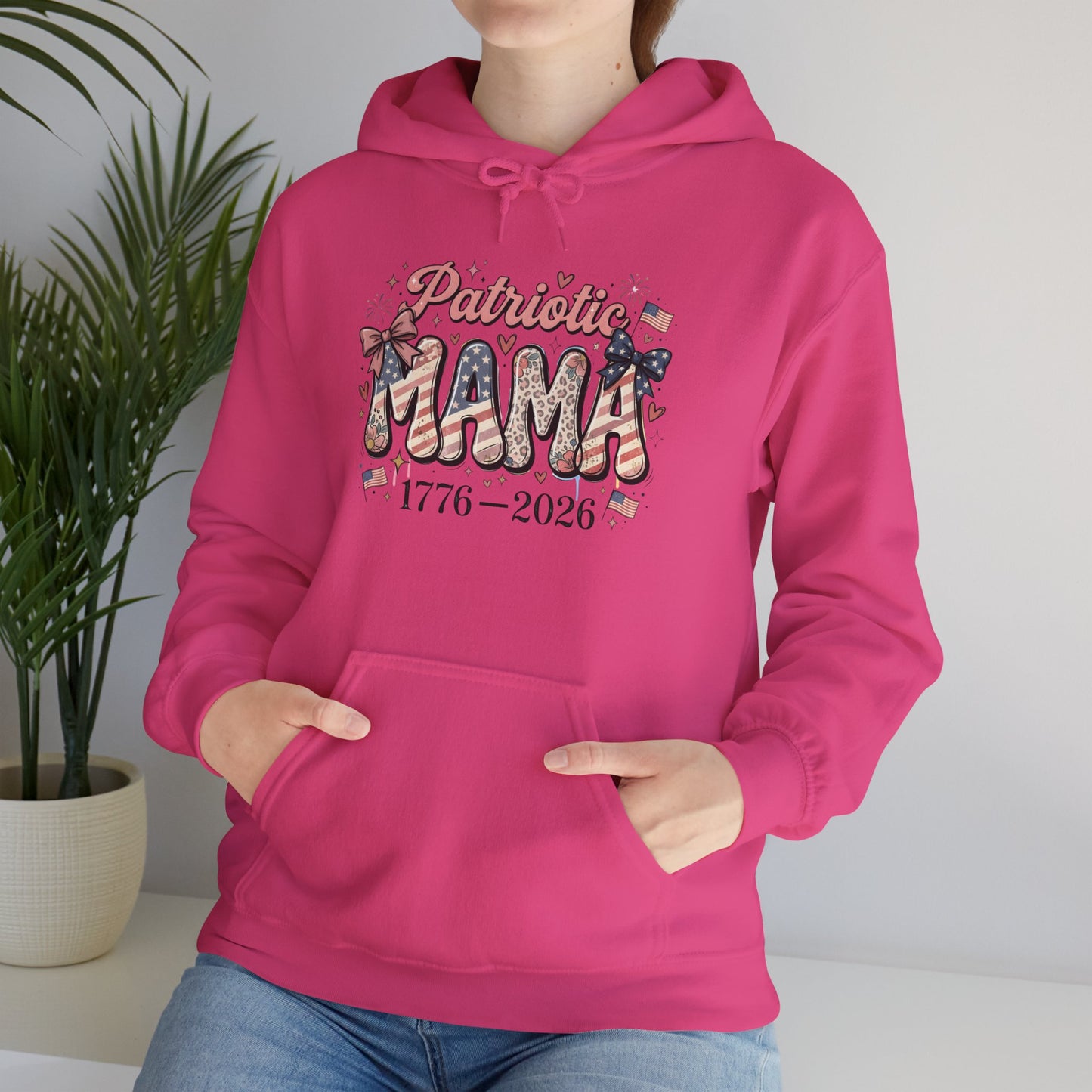 #250 Patriotic Mama 1776–2026 American Flag Hoodie