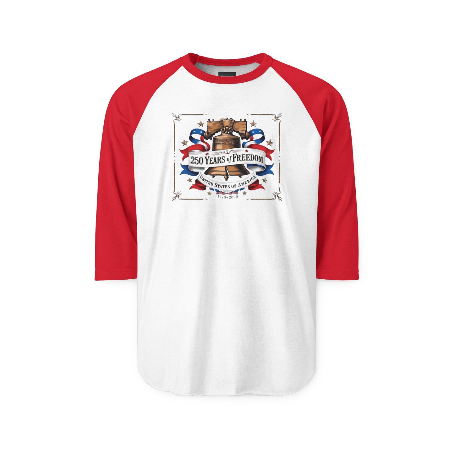 #250 250 Years of Freedom Liberty Bell Raglan Shirt Baseball Tee
