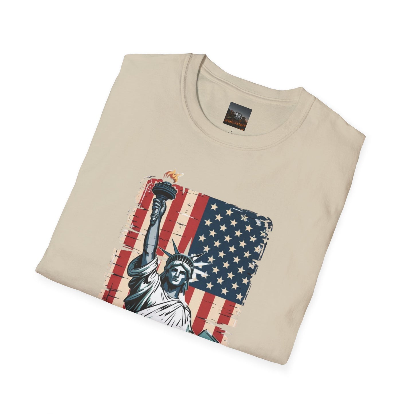#250 Statue of Liberty American Flag 'America' Patriotic Independence Day T‑Shirt