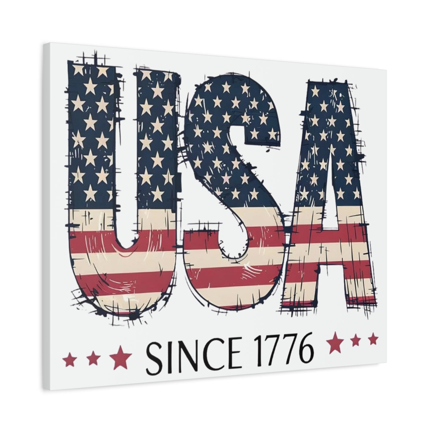 #250 USA Flag "USA Since 1776" Patriotic Matte Canvas Wall Art