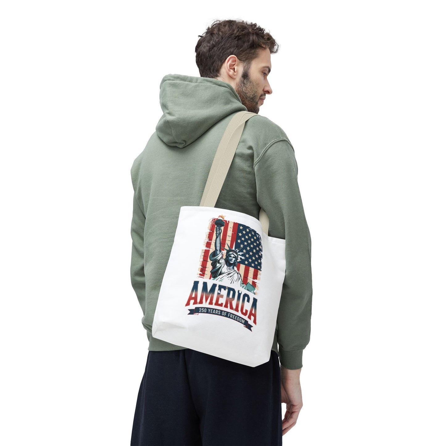 #250 Statue of Liberty American Flag 'America' Patriotic Independence Day Tote Bag