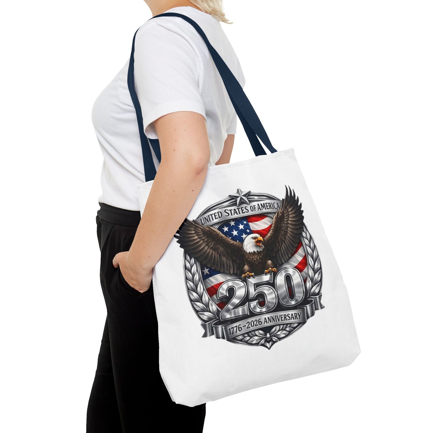 #250 Patriotic Bald Eagle 250 United States Emblem Tote Bag