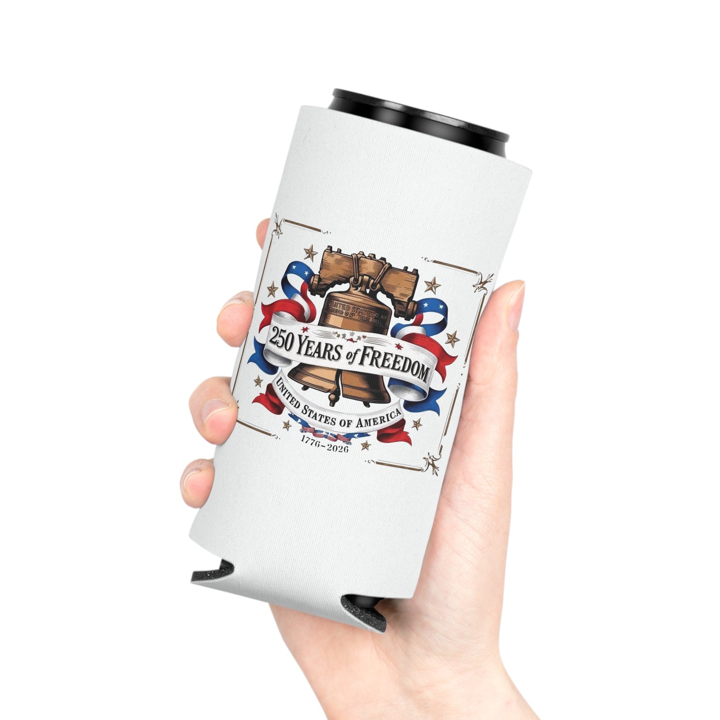 #250 250 Years of Freedom Liberty Bell Can Cooler - Beverage Koozie