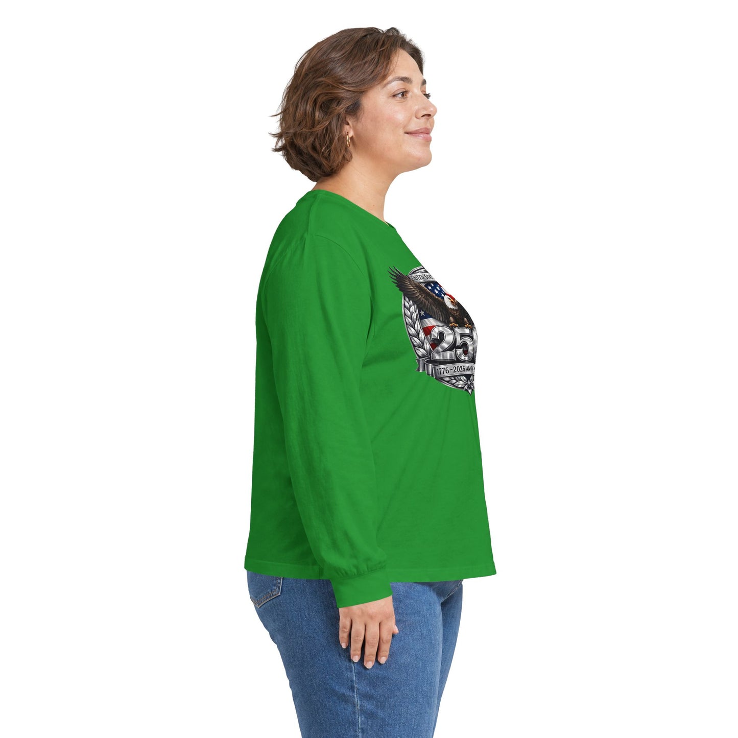 #250 Patriotic Bald Eagle 250 United States Emblem Long Sleeve Tee