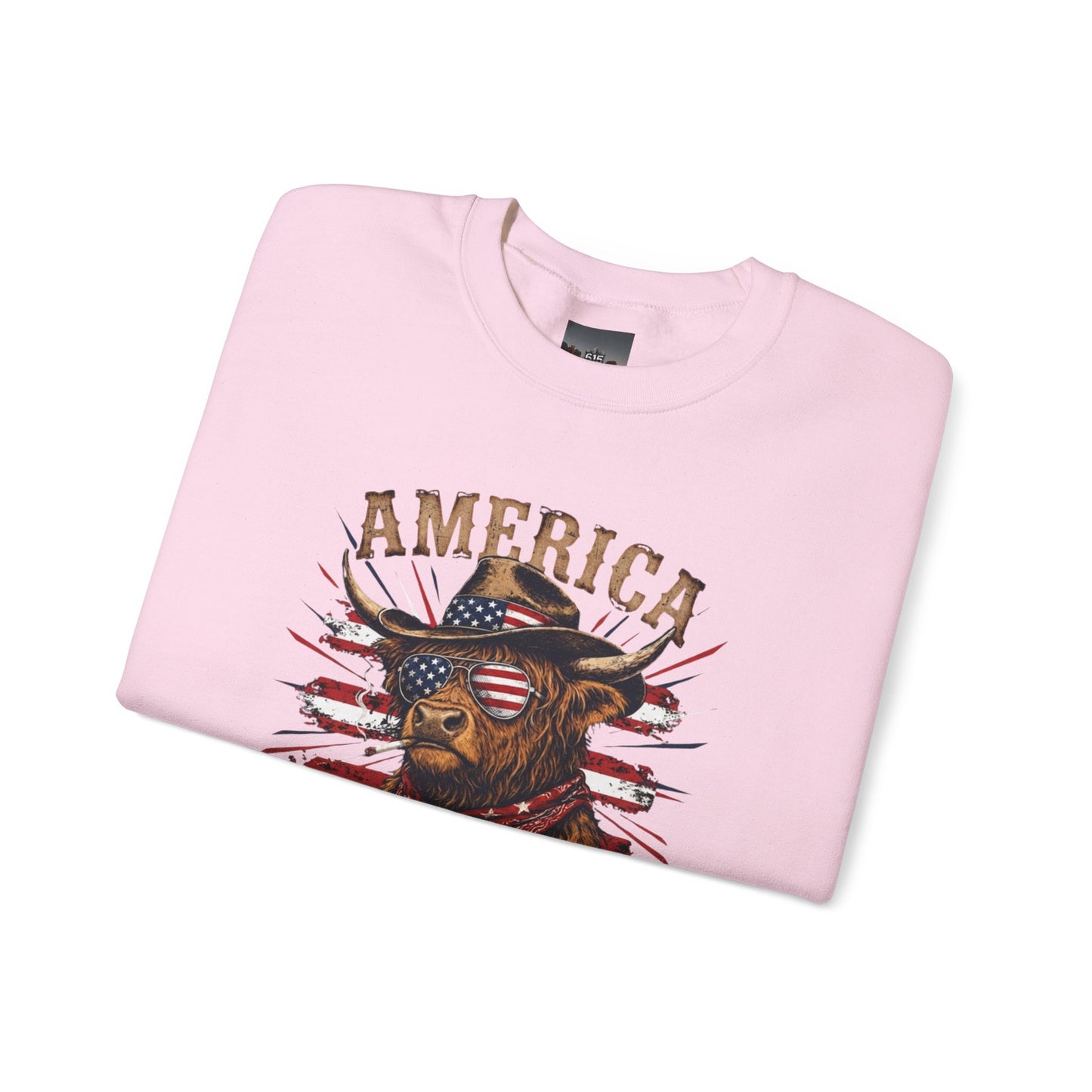 #250 America 250 Strong Patriotic Bull with American Flag Sweatshirt