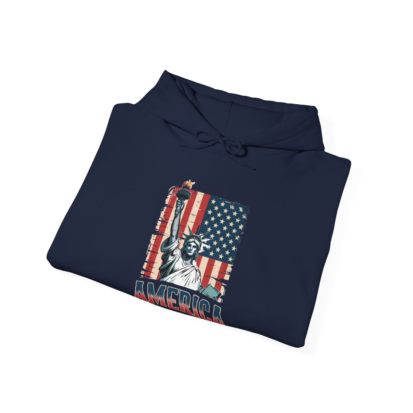 #250 Statue of Liberty American Flag 'America' Patriotic Independence Day Hoodie