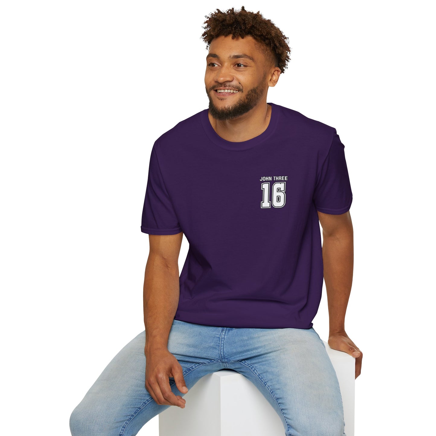 John Three 16 Chest and Back Jersey Print with Scripture Tee