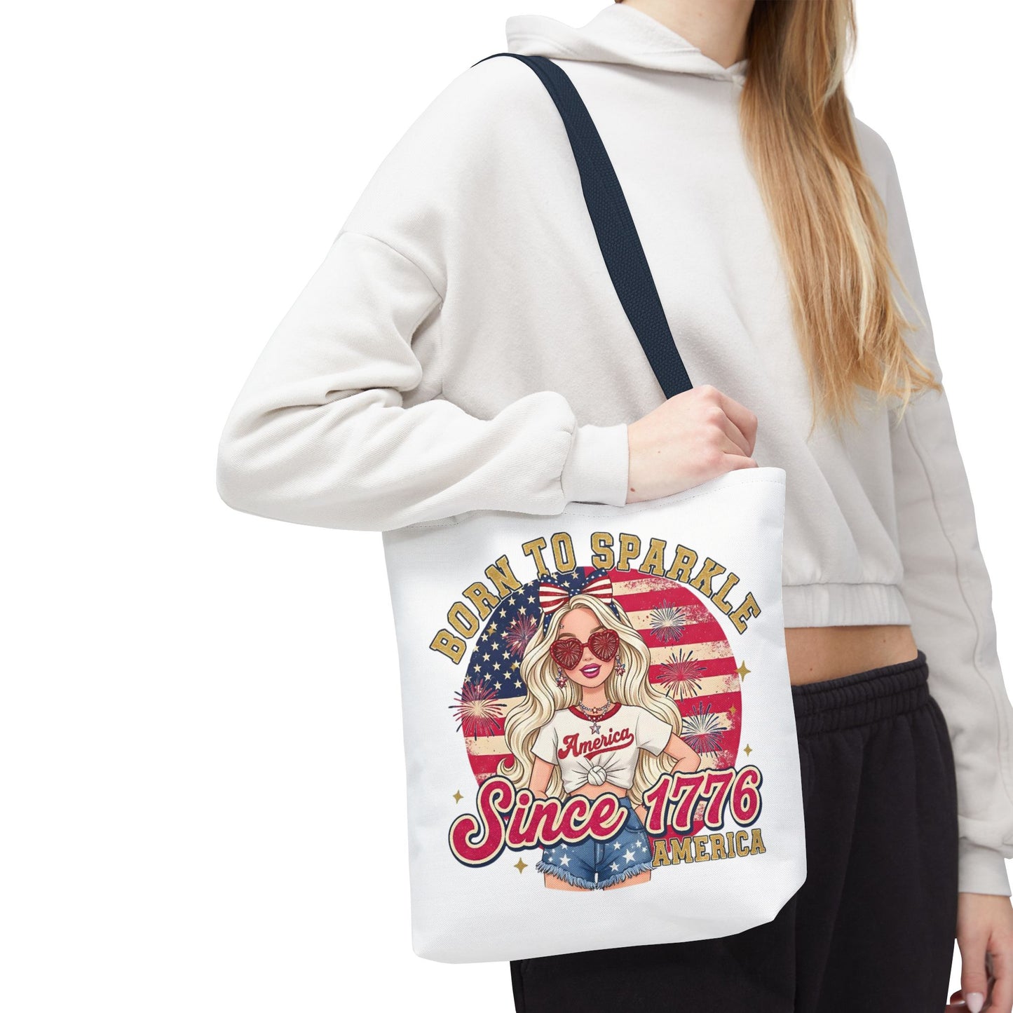 #250 "Born to Sparkle Since 1776" Patriotic Tote Bag