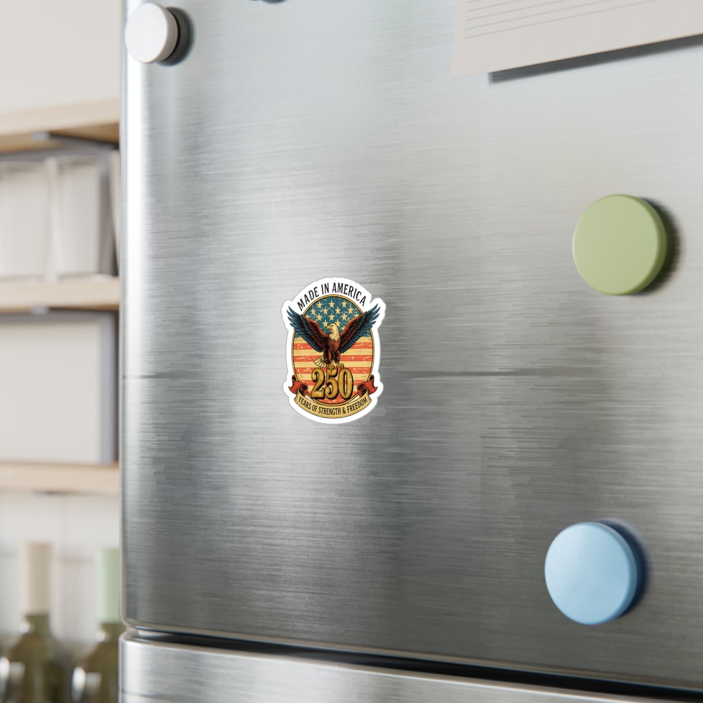 #250 Made in America Eagle 250th Anniversary Patriotic Vinyl Decal — Patriotic Kiss-Cut Sticker
