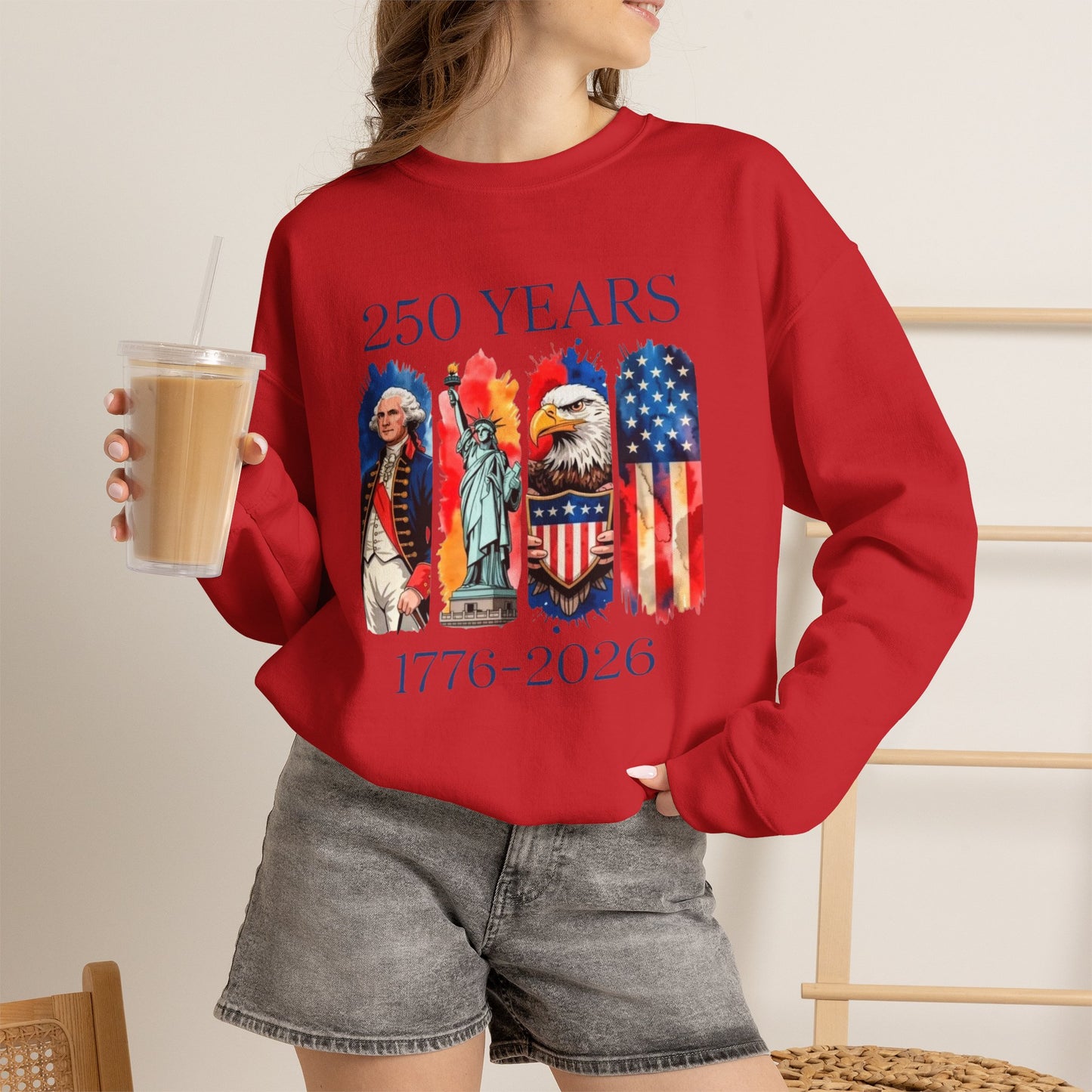 #250 250 Years American History Celebration 1776–2026 Patriotic Crewneck Sweatshirt