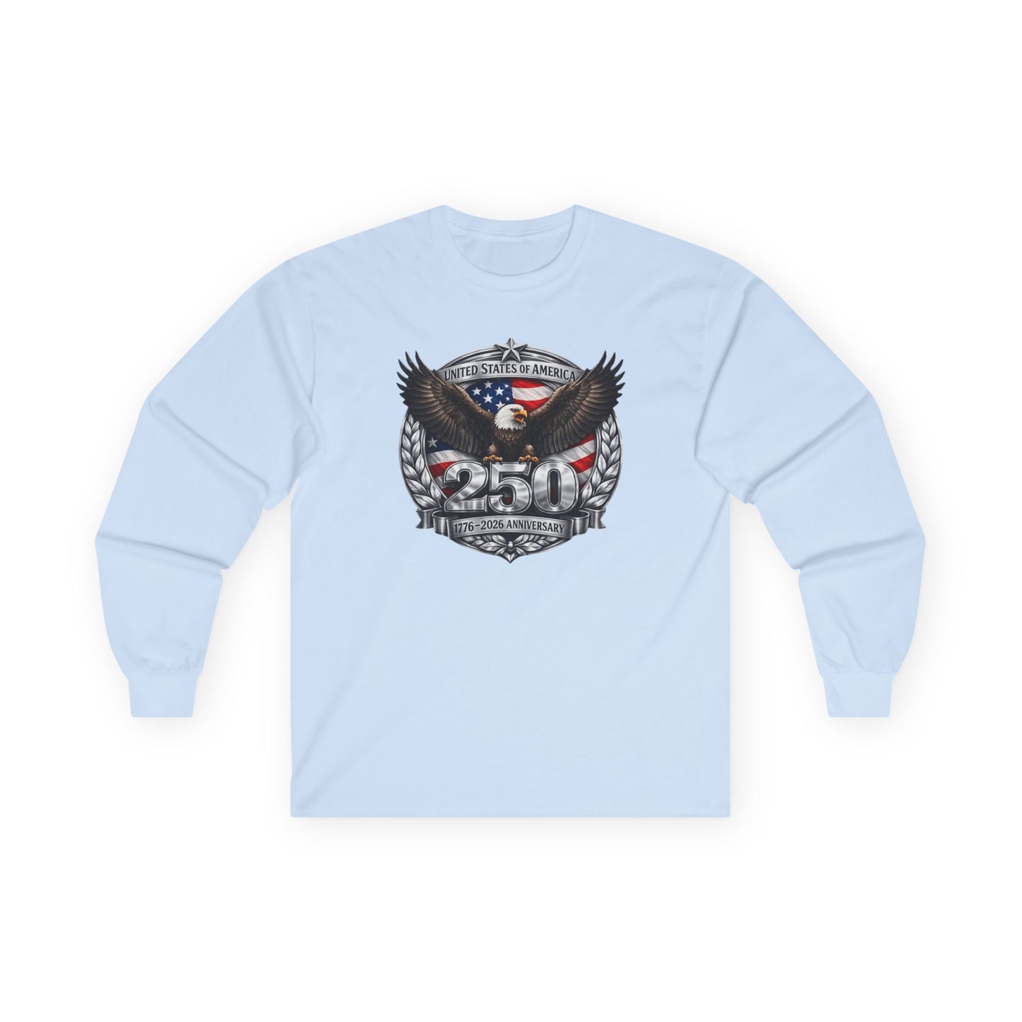 #250 Patriotic Bald Eagle 250 United States Emblem Long Sleeve Tee