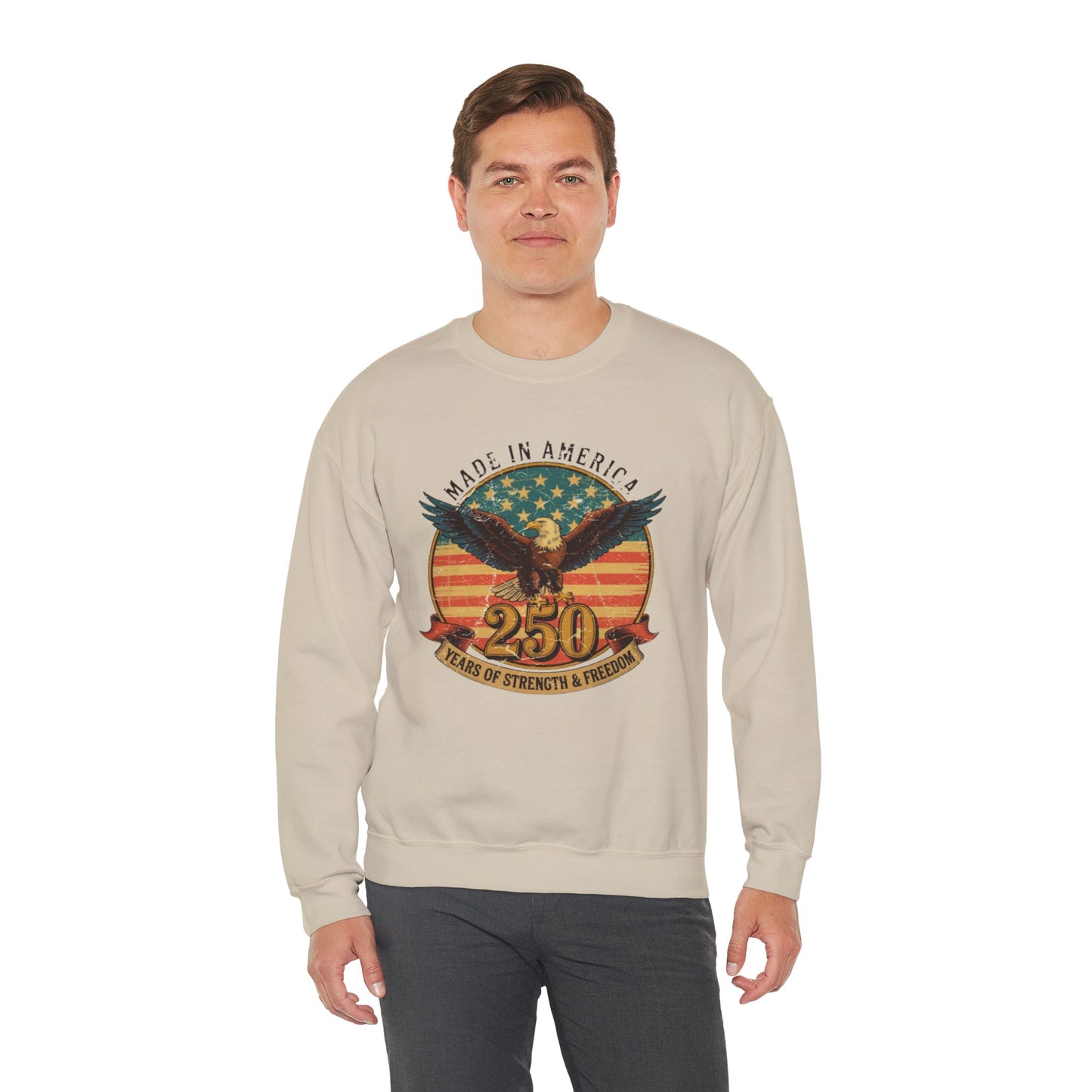 #250 Made in America Eagle 250th Anniversary Patriotic Crewneck Sweatshirt