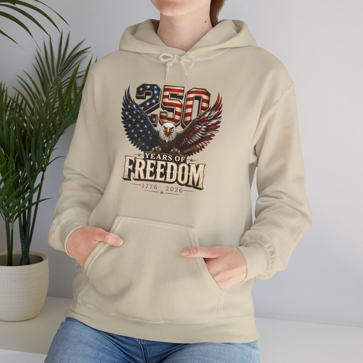 #250 250 Years of Freedom Eagle Patriotic American Flag Anniversary (1776–2026) Patriotic Hoodie