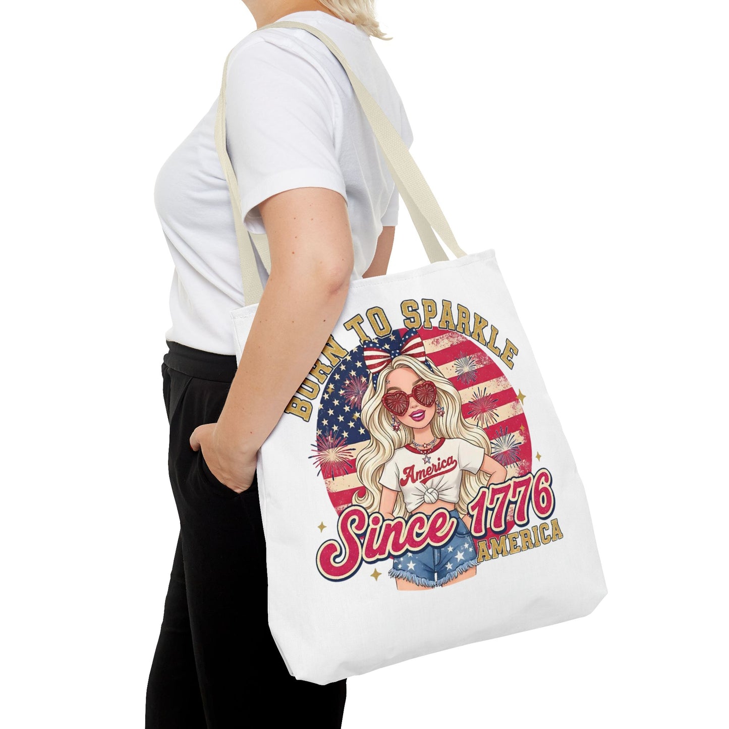#250 "Born to Sparkle Since 1776" Patriotic Tote Bag