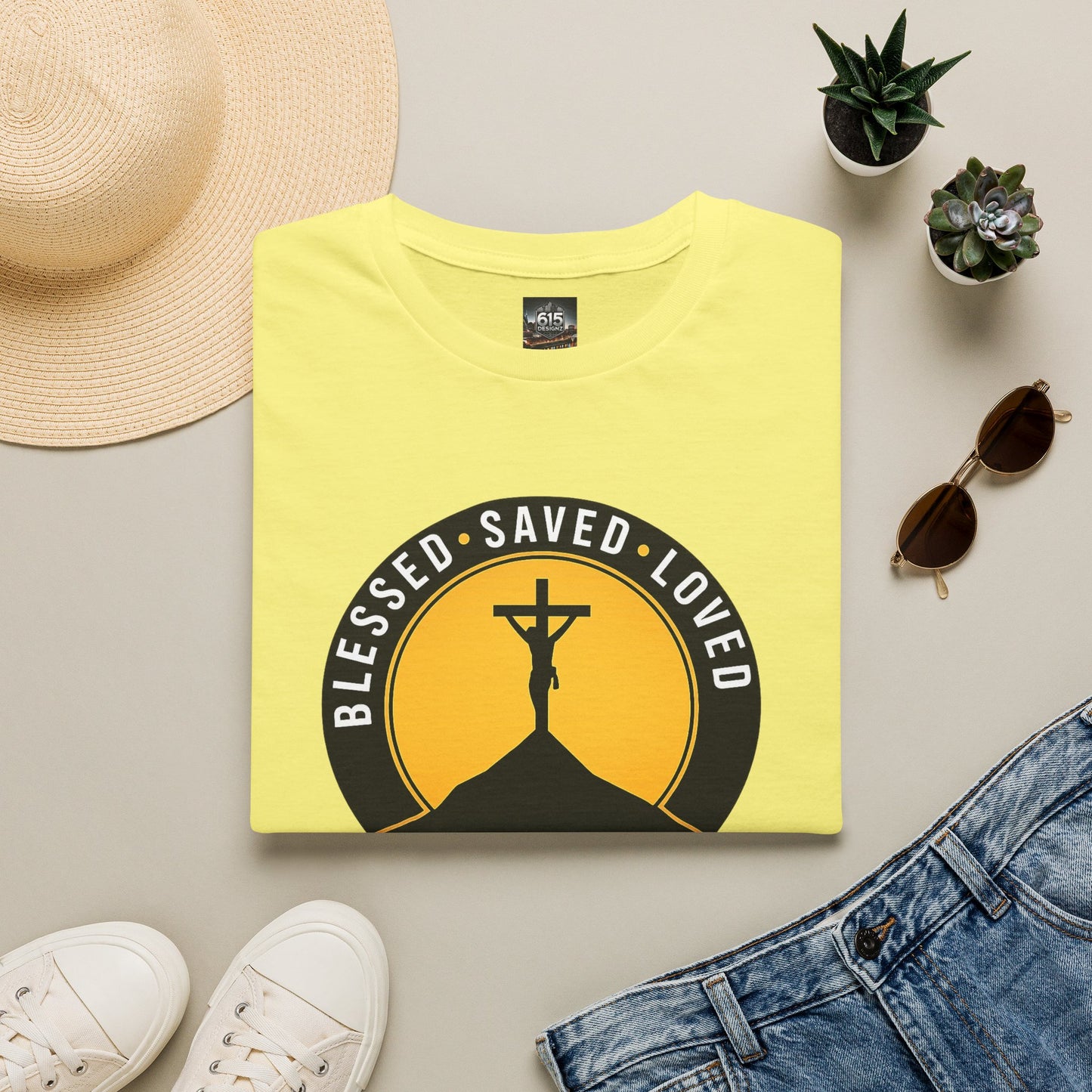 Blessed • Saved • Loved by Jesus T-Shirt — Christian Faith Tee