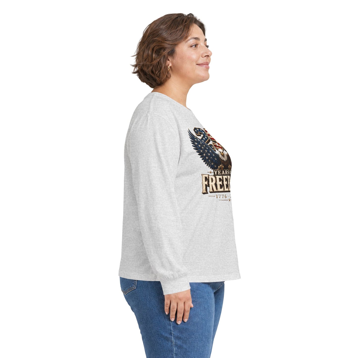 #250 250 Years of Freedom Eagle Patriotic American Flag Anniversary (1776–2026) Long Sleeve Tee