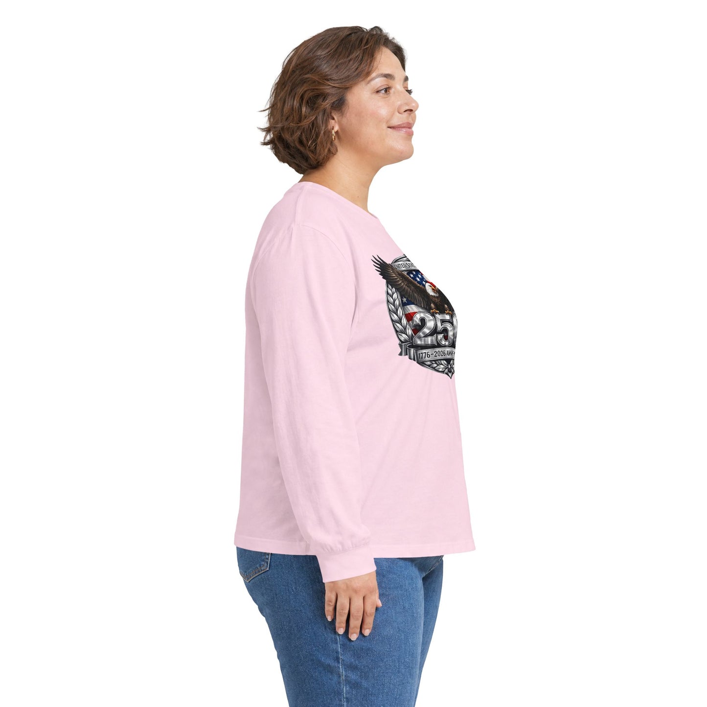 #250 Patriotic Bald Eagle 250 United States Emblem Long Sleeve Tee