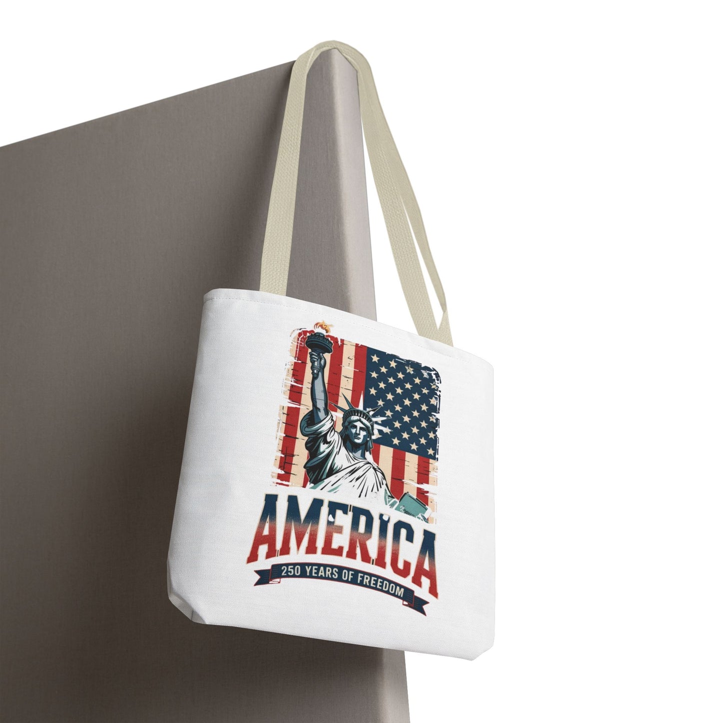 #250 Statue of Liberty American Flag 'America' Patriotic Independence Day Tote Bag