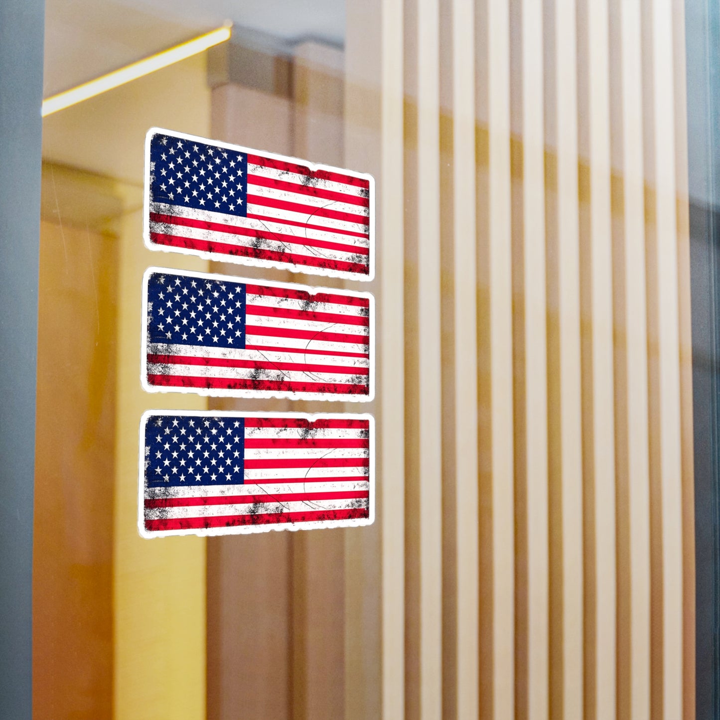 #250 Distressed American Flag Vinyl Decal — Kiss-Cut USA Sticker