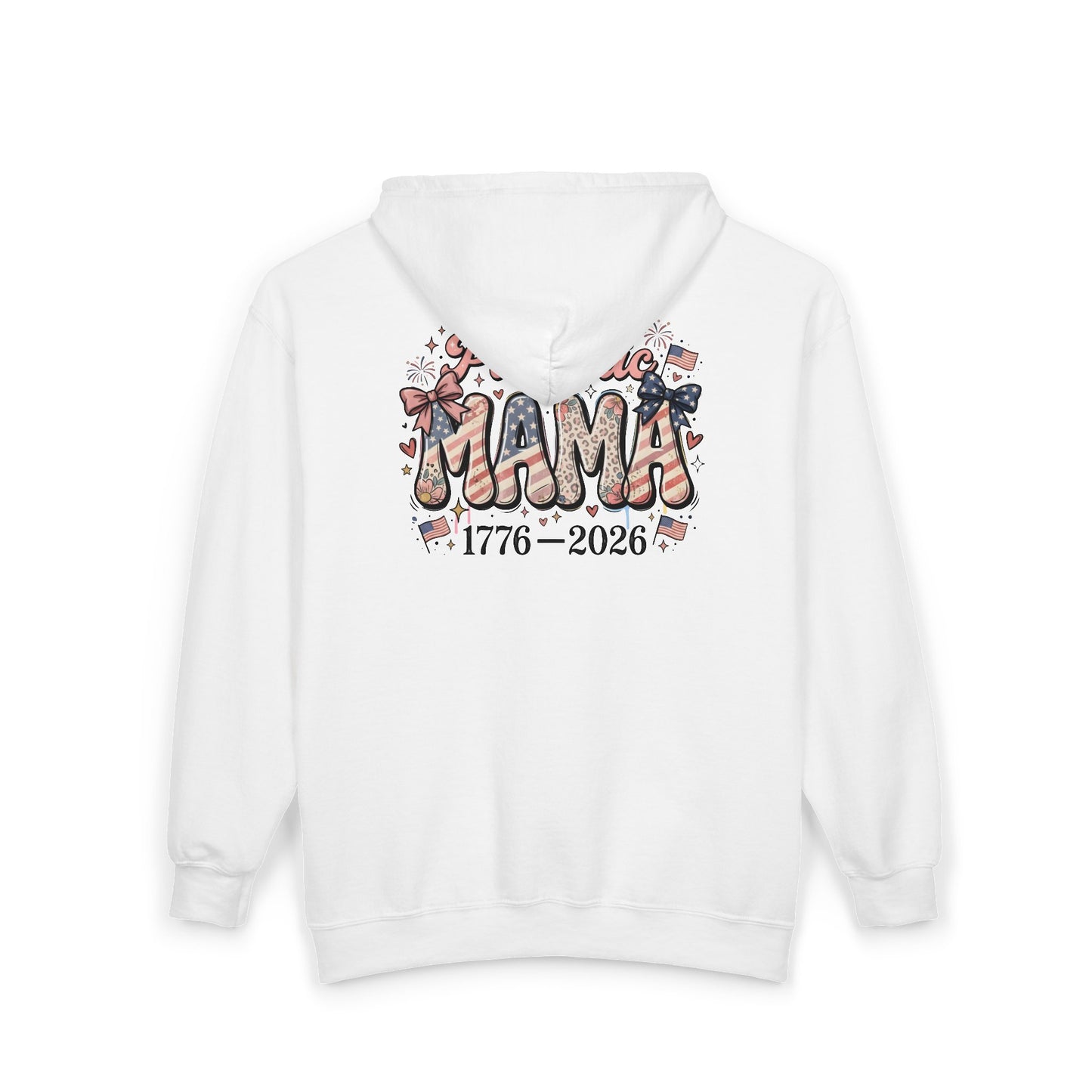 #250 Patriotic Mama 1776–2026 American Flag Zip Hoodie