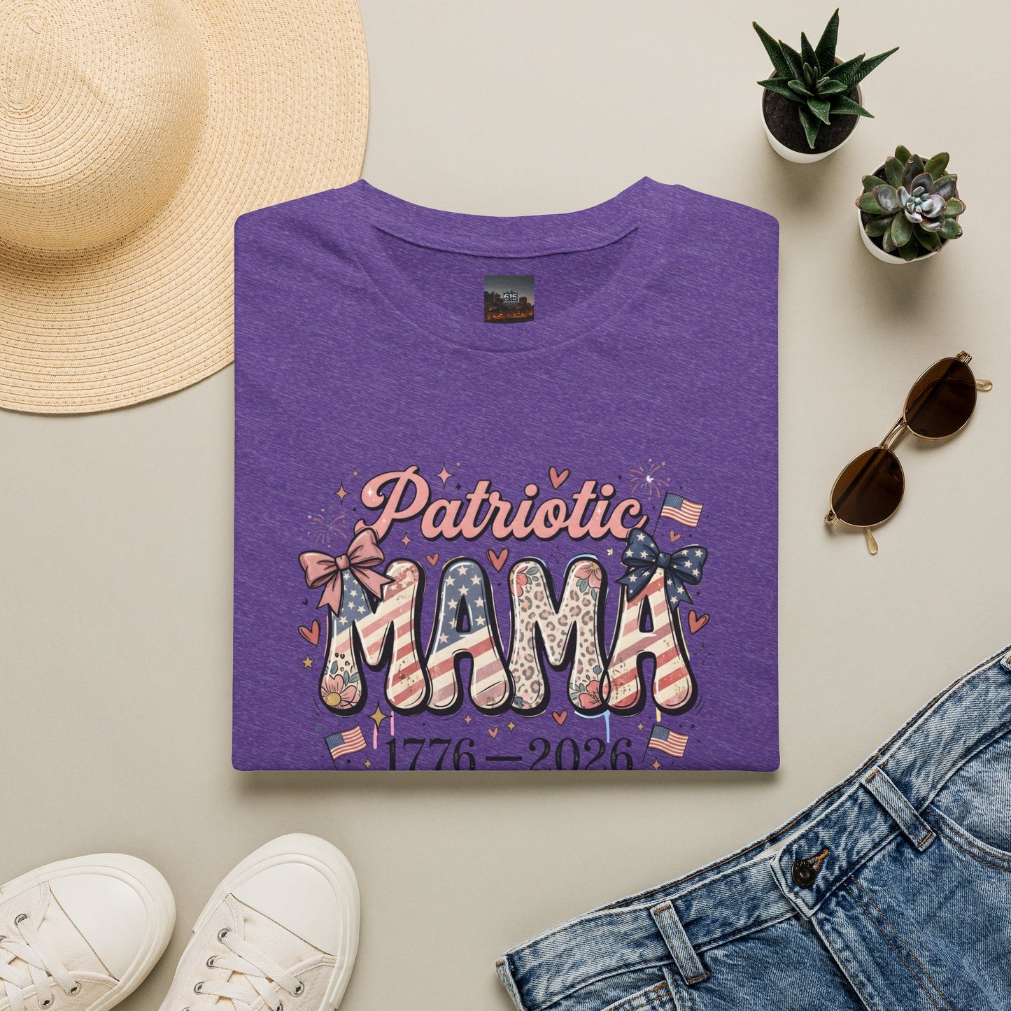 #250 Patriotic Mama 1776–2026 American Flag T-Shirt