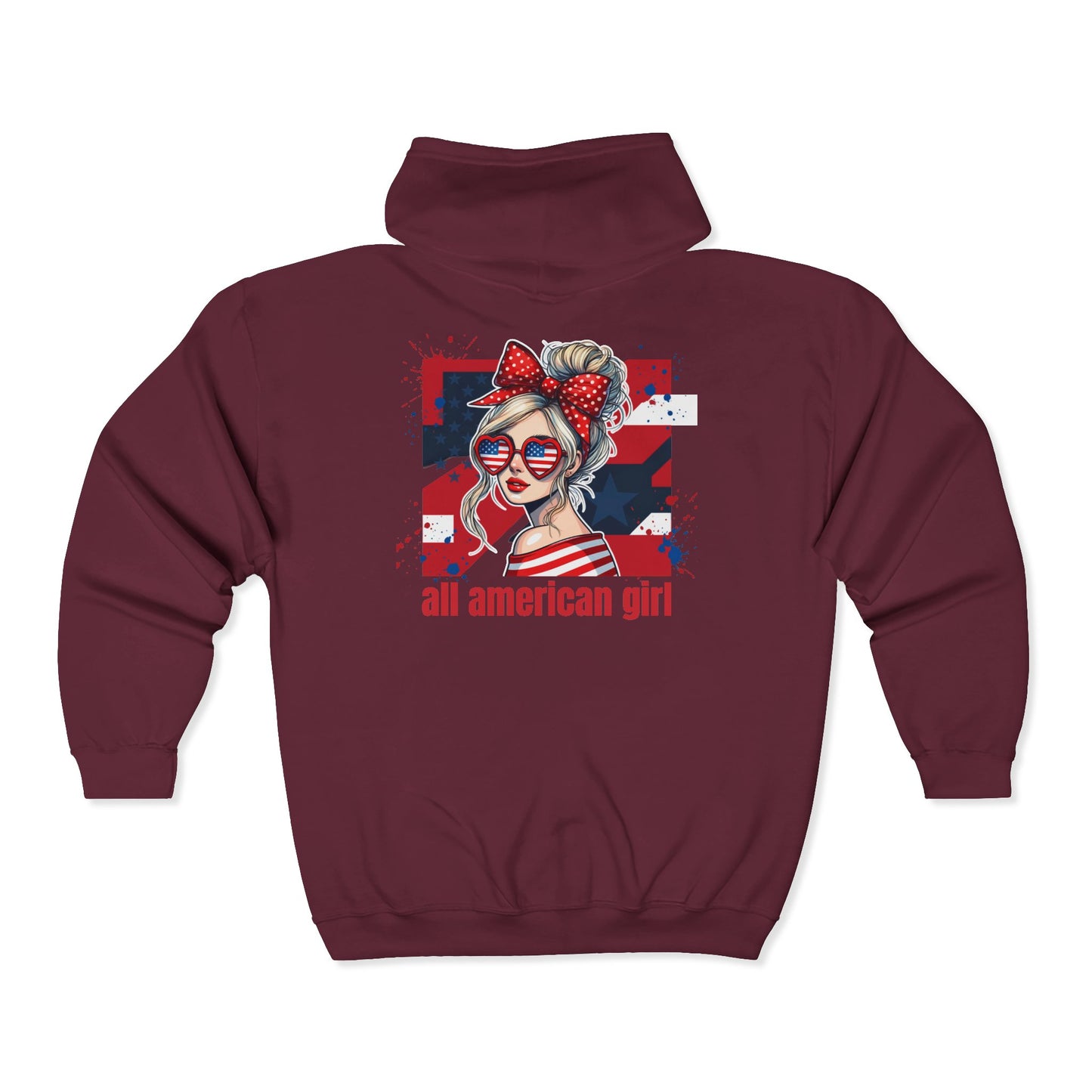 #250 All American Girl Patriotic Zip Hoodie