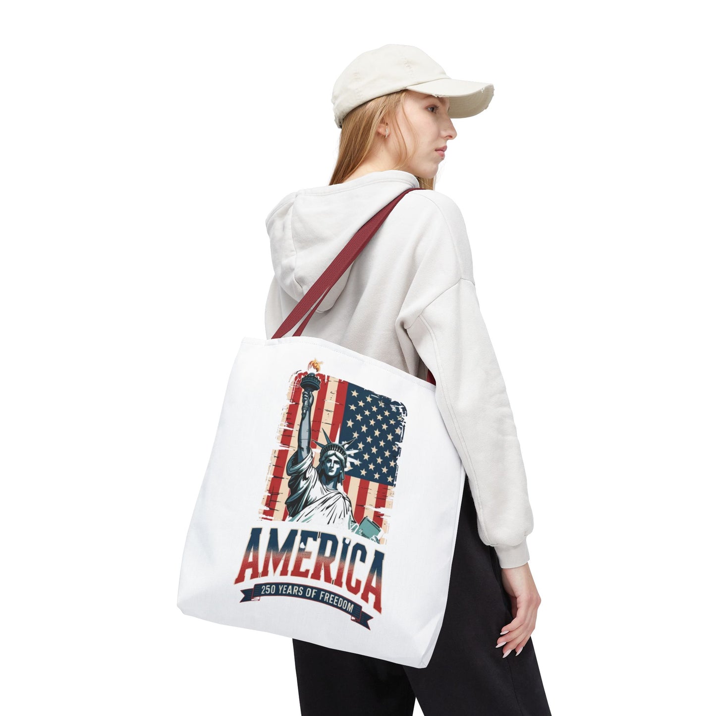 #250 Statue of Liberty American Flag 'America' Patriotic Independence Day Tote Bag