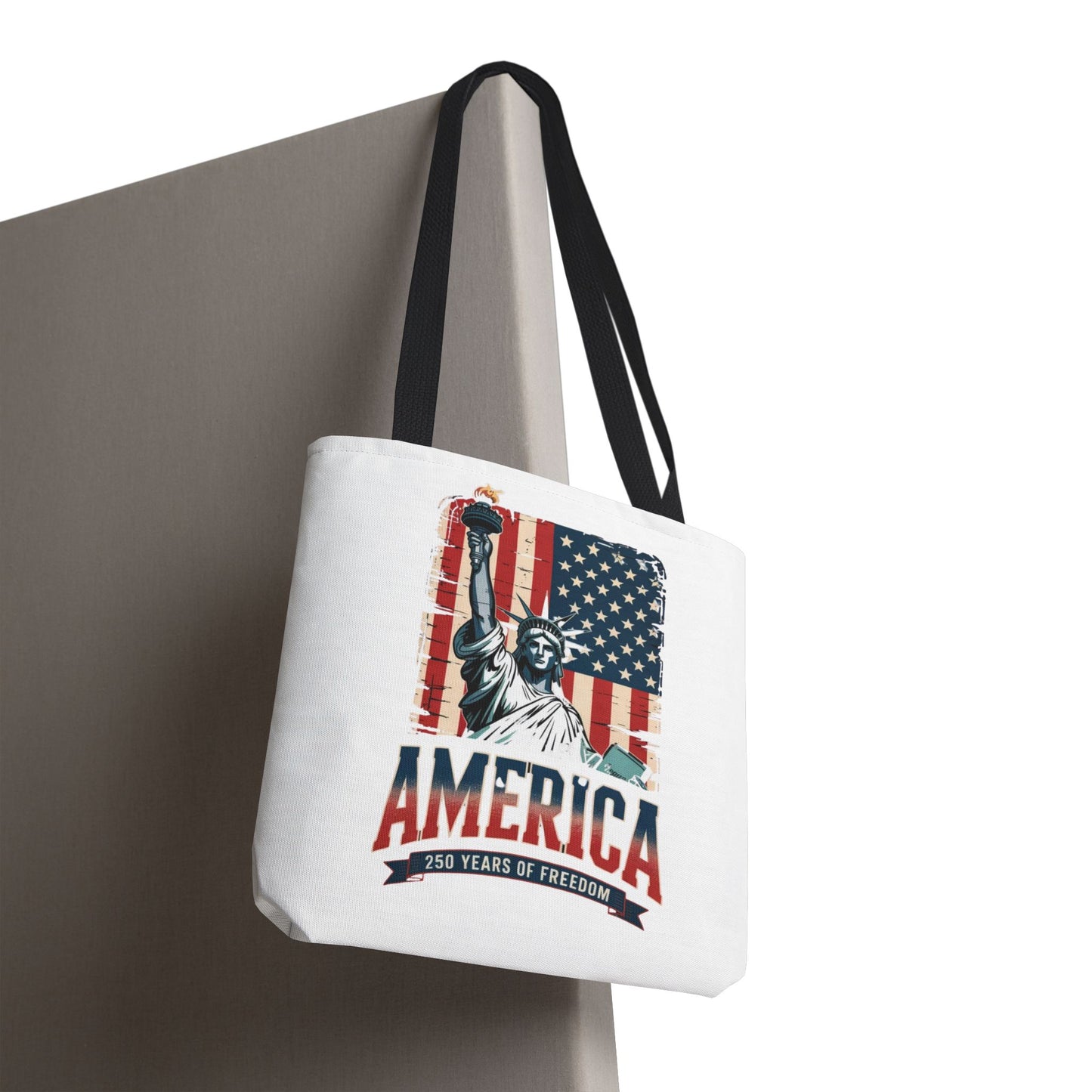 #250 Statue of Liberty American Flag 'America' Patriotic Independence Day Tote Bag