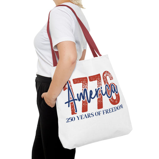 #250 1776 America: 250 Years of Freedom' Patriotic Independence Day Tote Bag