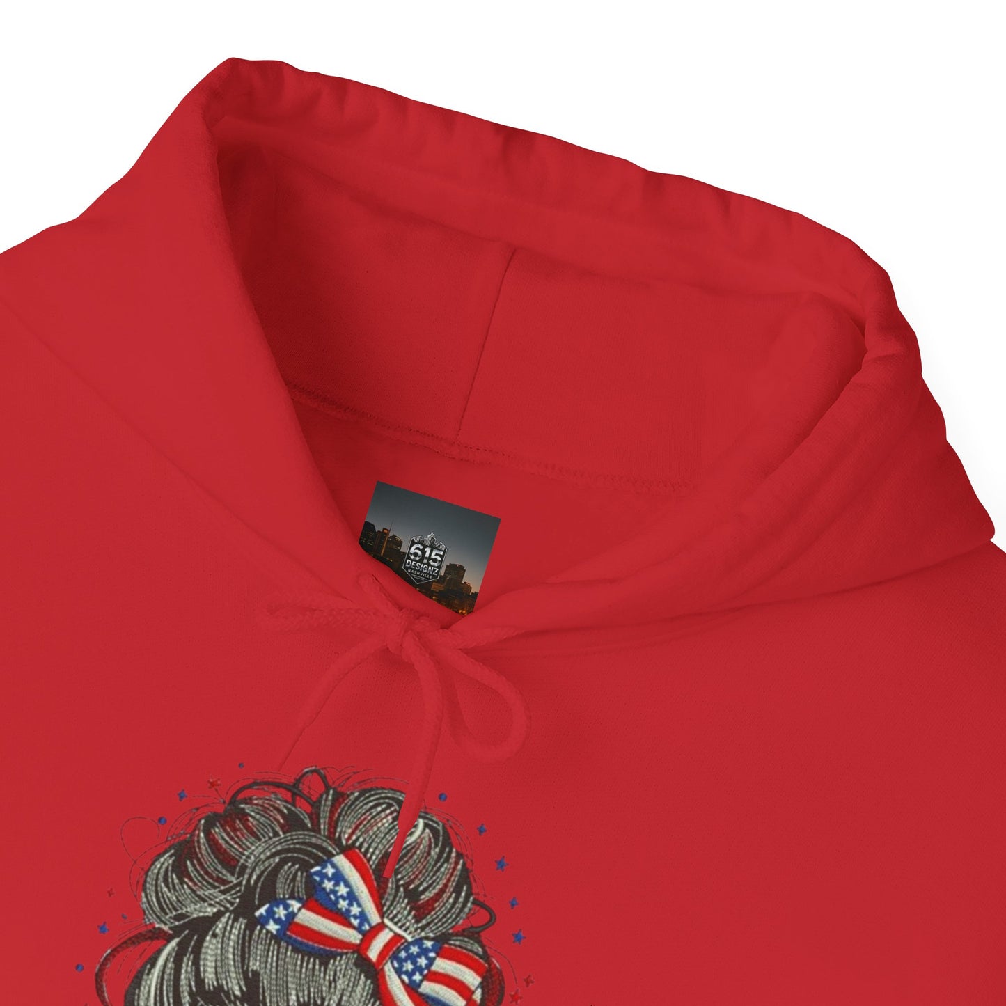 #250 "All American Girl" Patriotic Messy Bun Hoodie
