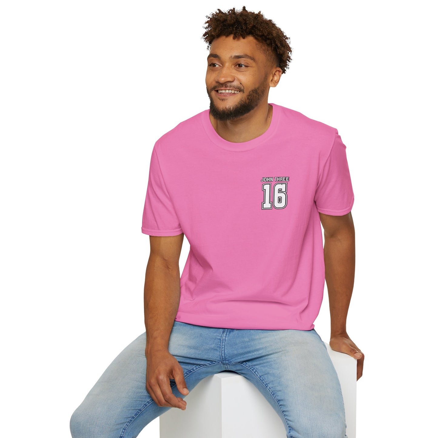 John Three 16 Chest and Back Jersey Print with Scripture Tee