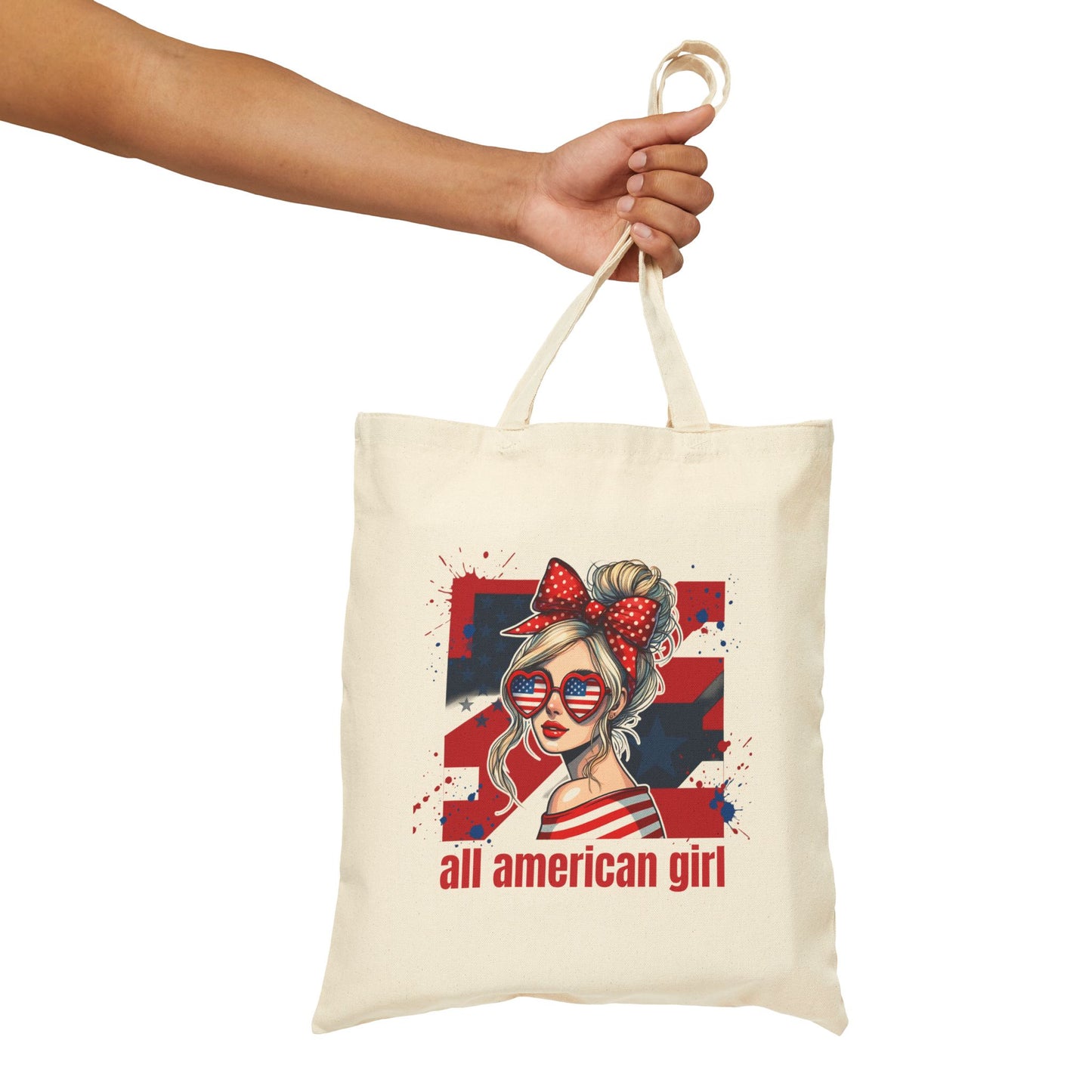 #250 All American Girl Patriotic Canvas Tote Bag