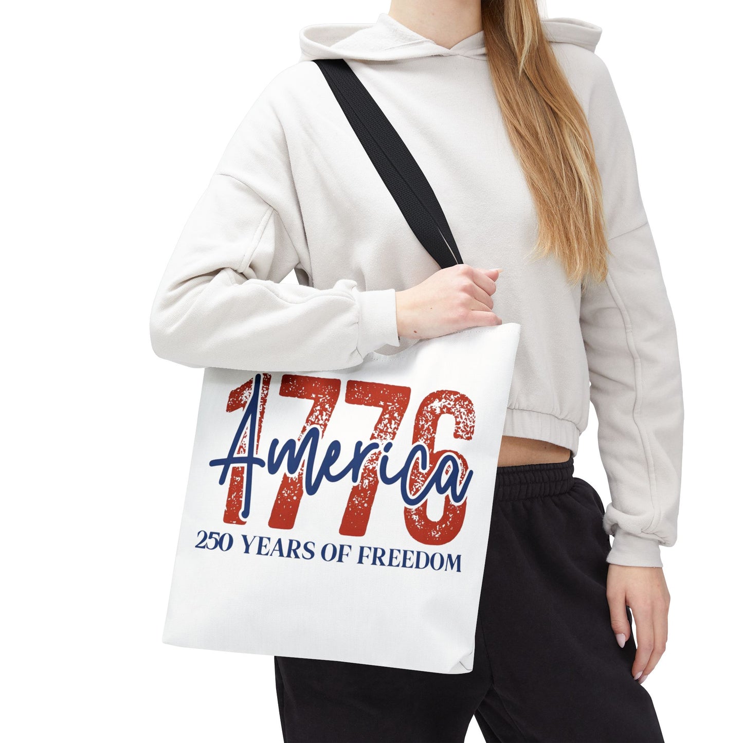 #250 1776 America: 250 Years of Freedom' Patriotic Independence Day Tote Bag