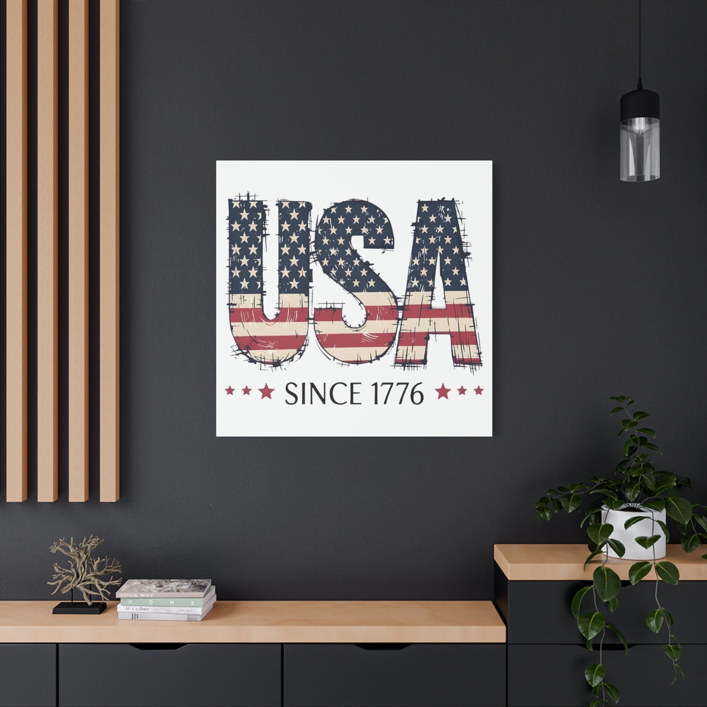 #250 USA Flag "USA Since 1776" Patriotic Matte Canvas Wall Art