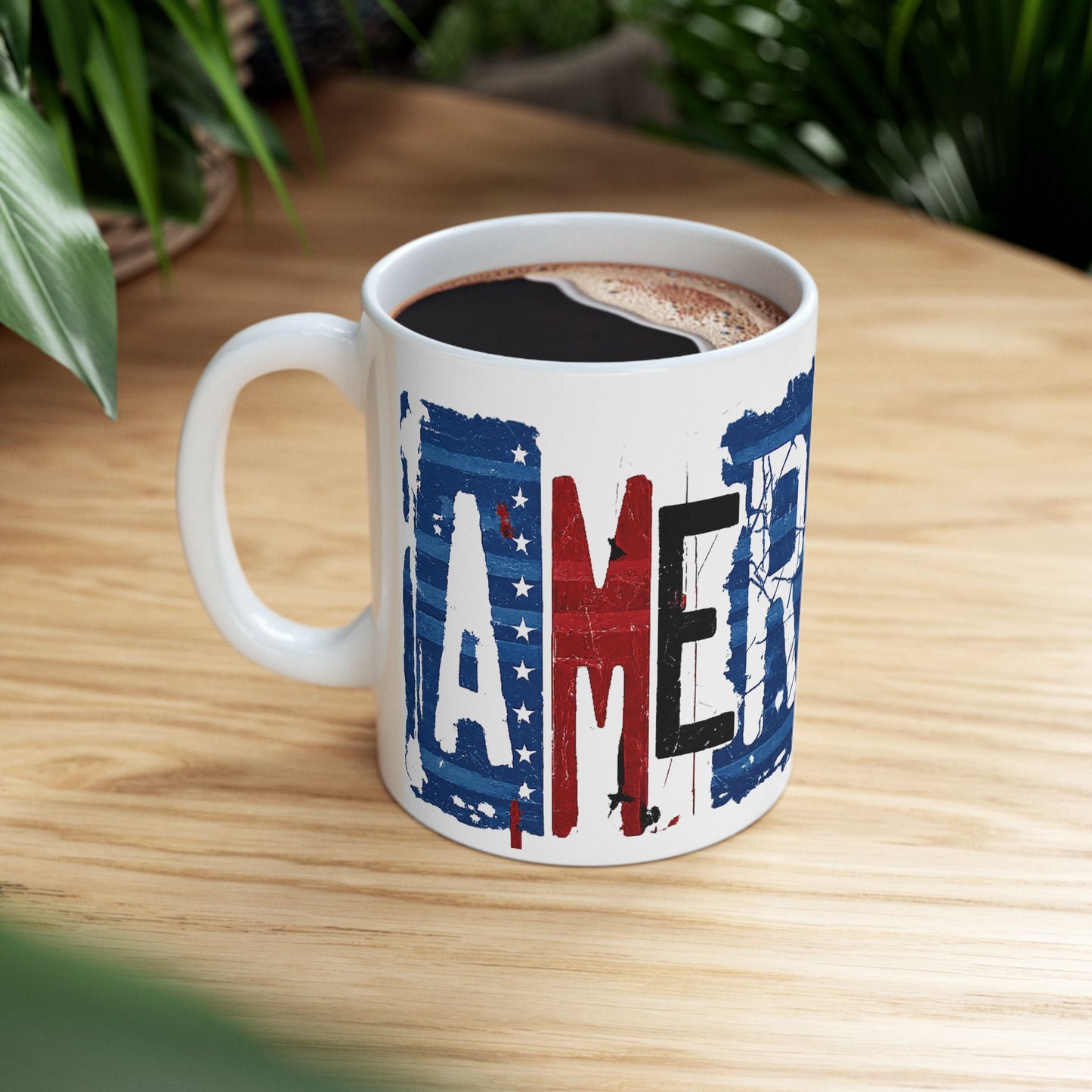 #250 America Retro Block Text Liberty Patriotic Ceramic Mug 15oz